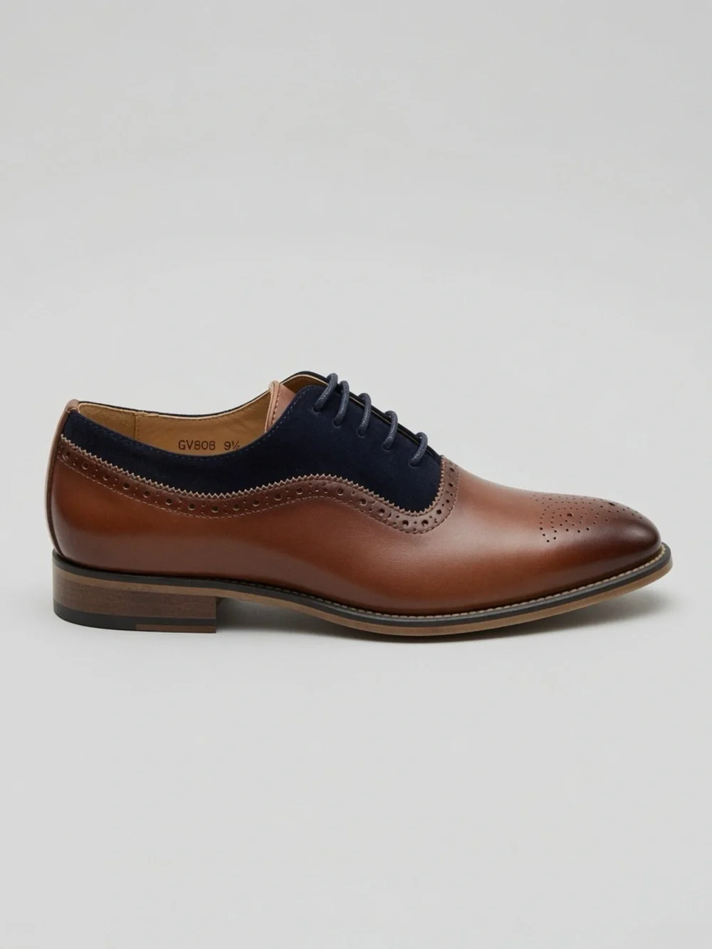 Gino Vitale Men’s Two-Tone Oxford Derbys in Navy and Brown
